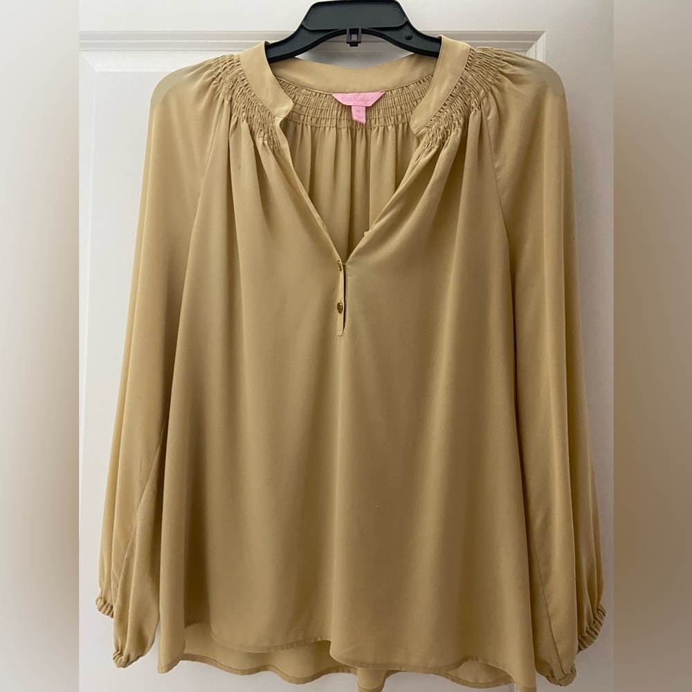 Lilly Pulitzer Gold Silk Top